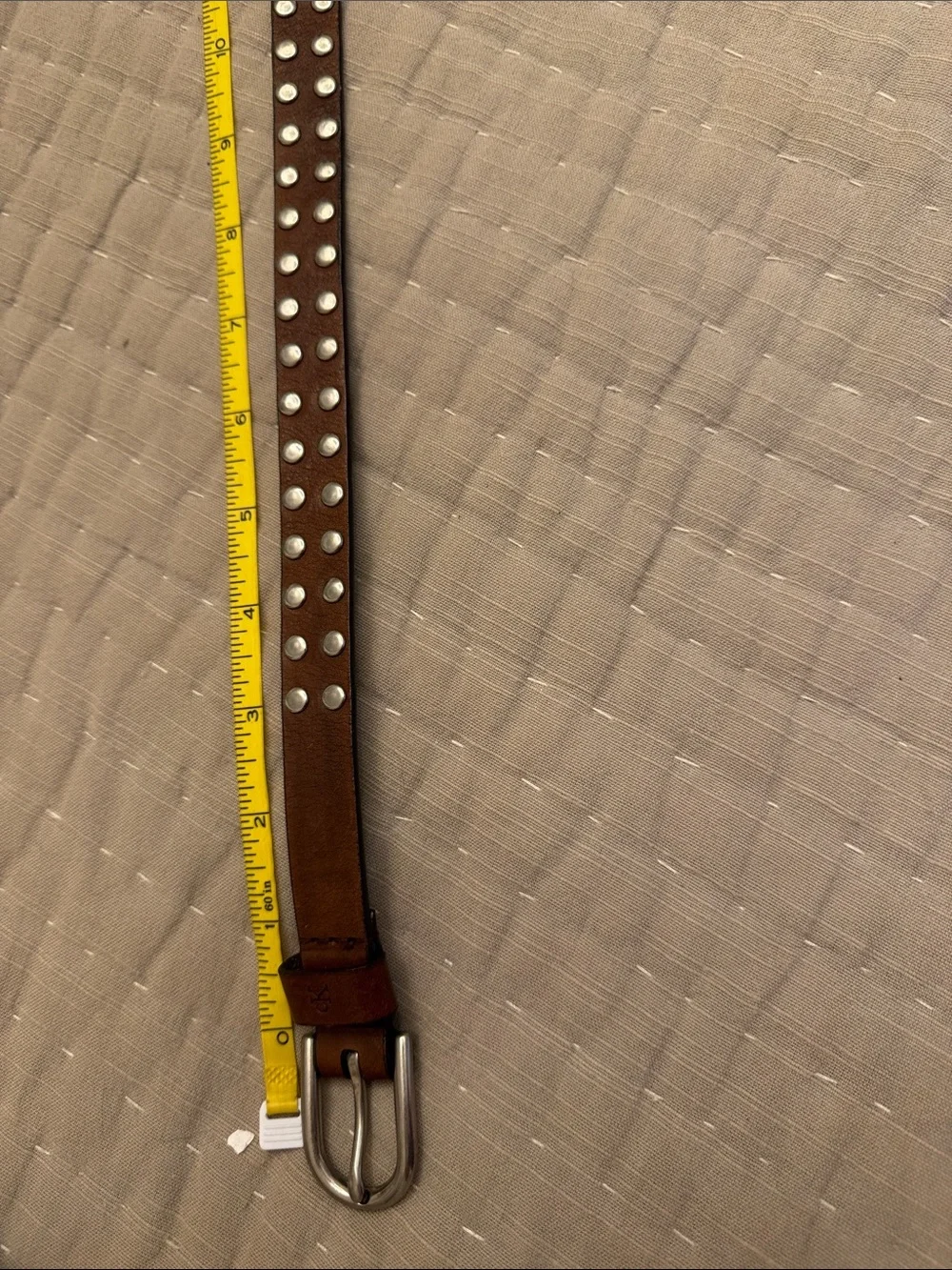 Calvin Klein Brown Leather Belt with Silver Studs